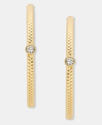 Lauren Ralph Lauren Medium Pavé Herringbone Hoop Earrings, 1.6"