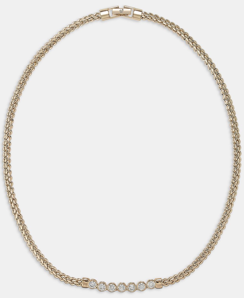 Lauren Ralph Lauren Cubic Zirconia Herringbone Chain 17" Collar Necklace