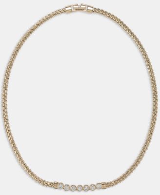 Lauren Ralph Lauren Cubic Zirconia Herringbone Chain 17" Collar Necklace