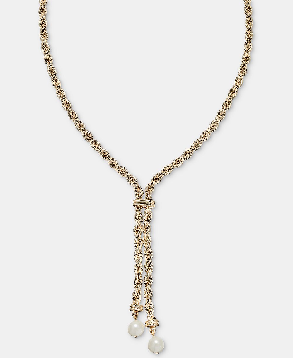 Lauren Ralph Lauren Imitation Pearl Rope Chain Lariat Necklace, 17"