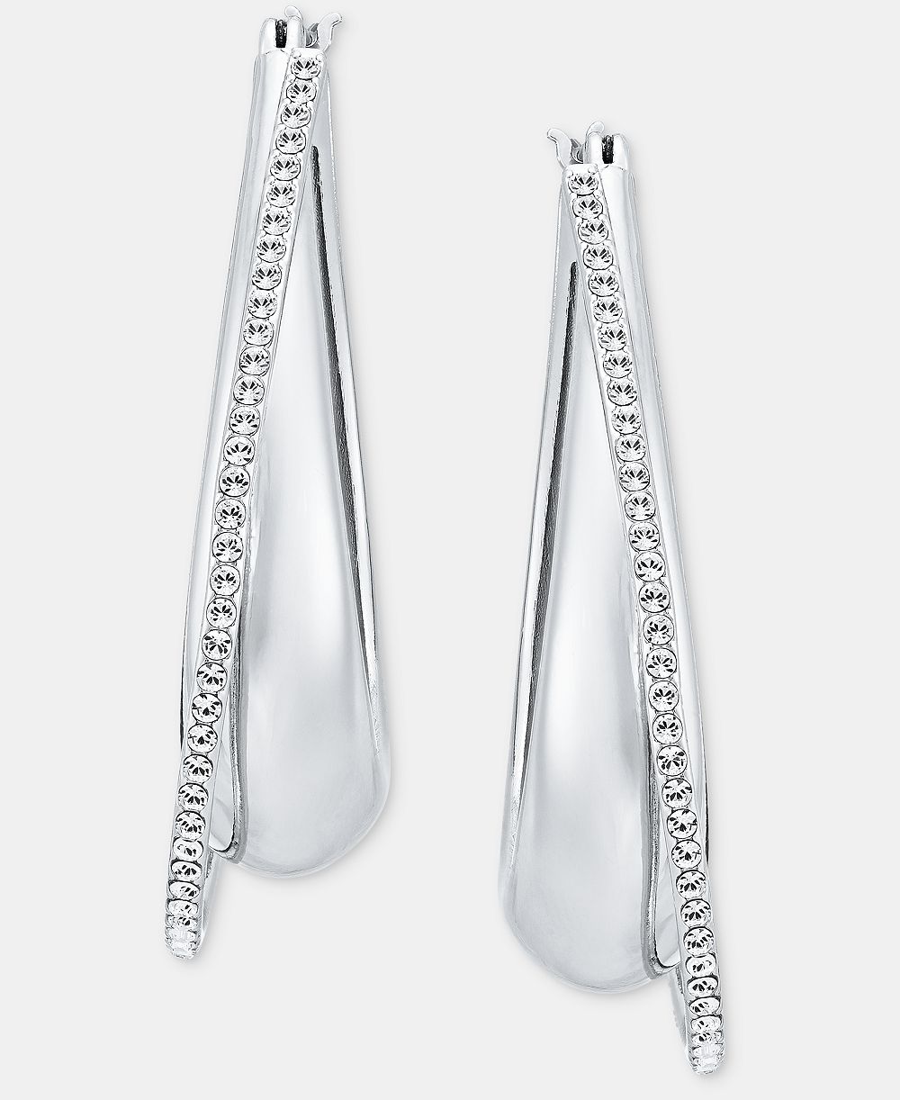 DKNY серьги-кольца Pavé Crossover Oval