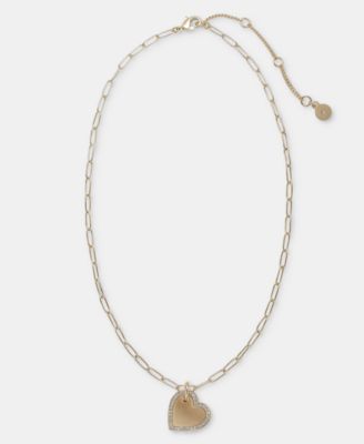 DKNY Pavé Heart Pendant Necklace, 16" + 3" extender