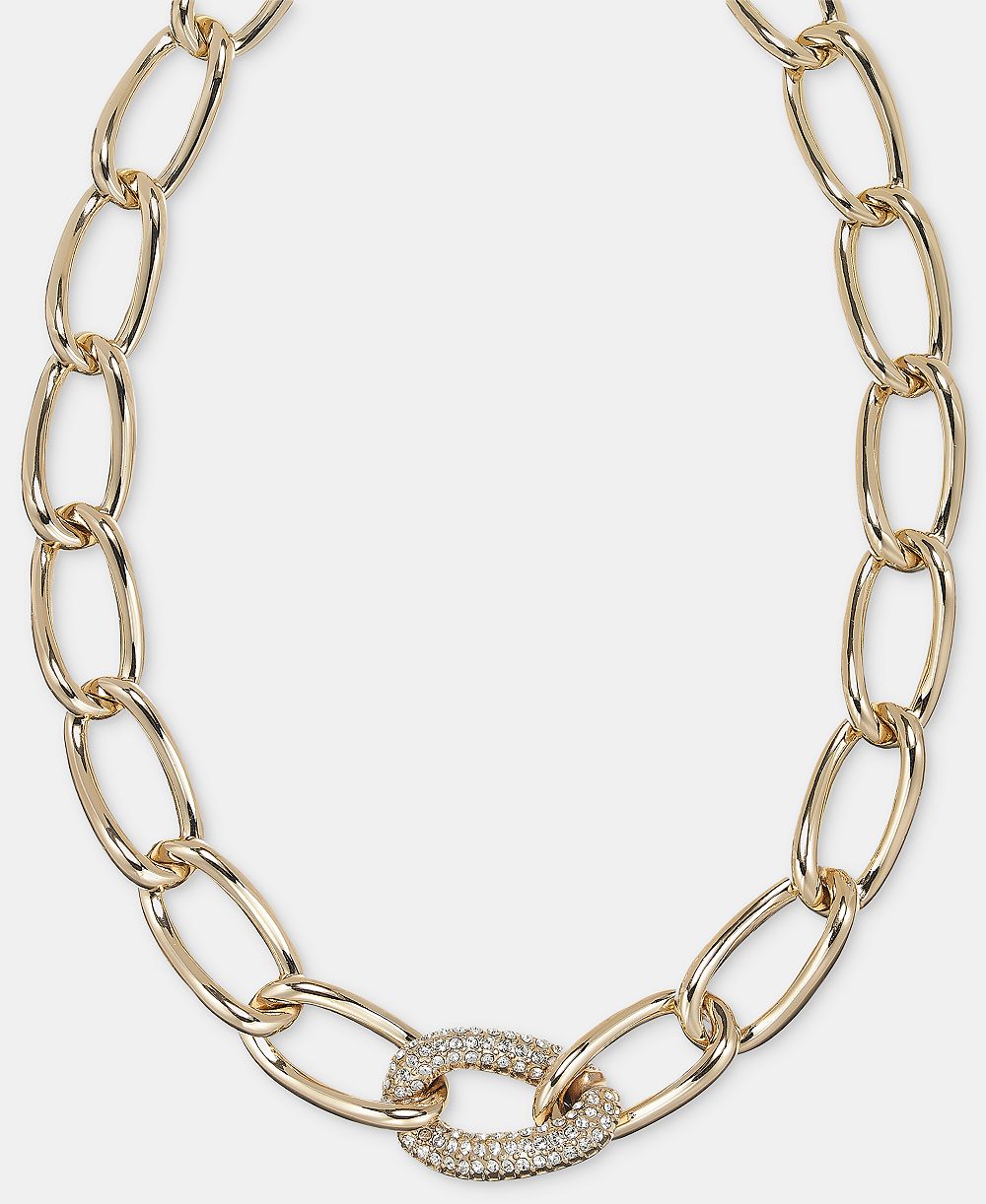 DKNY Ожерелье Pavé Large Link Collar, 16" + 3" extender