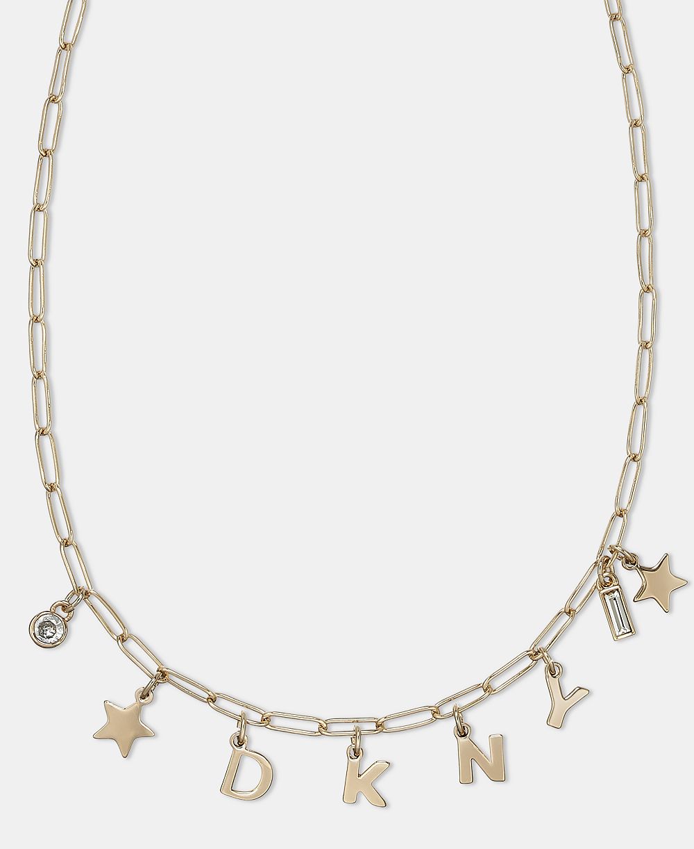 Колье DKNY с логотипом из двухцветных кристаллов, длина 16" + 3" удлинитель