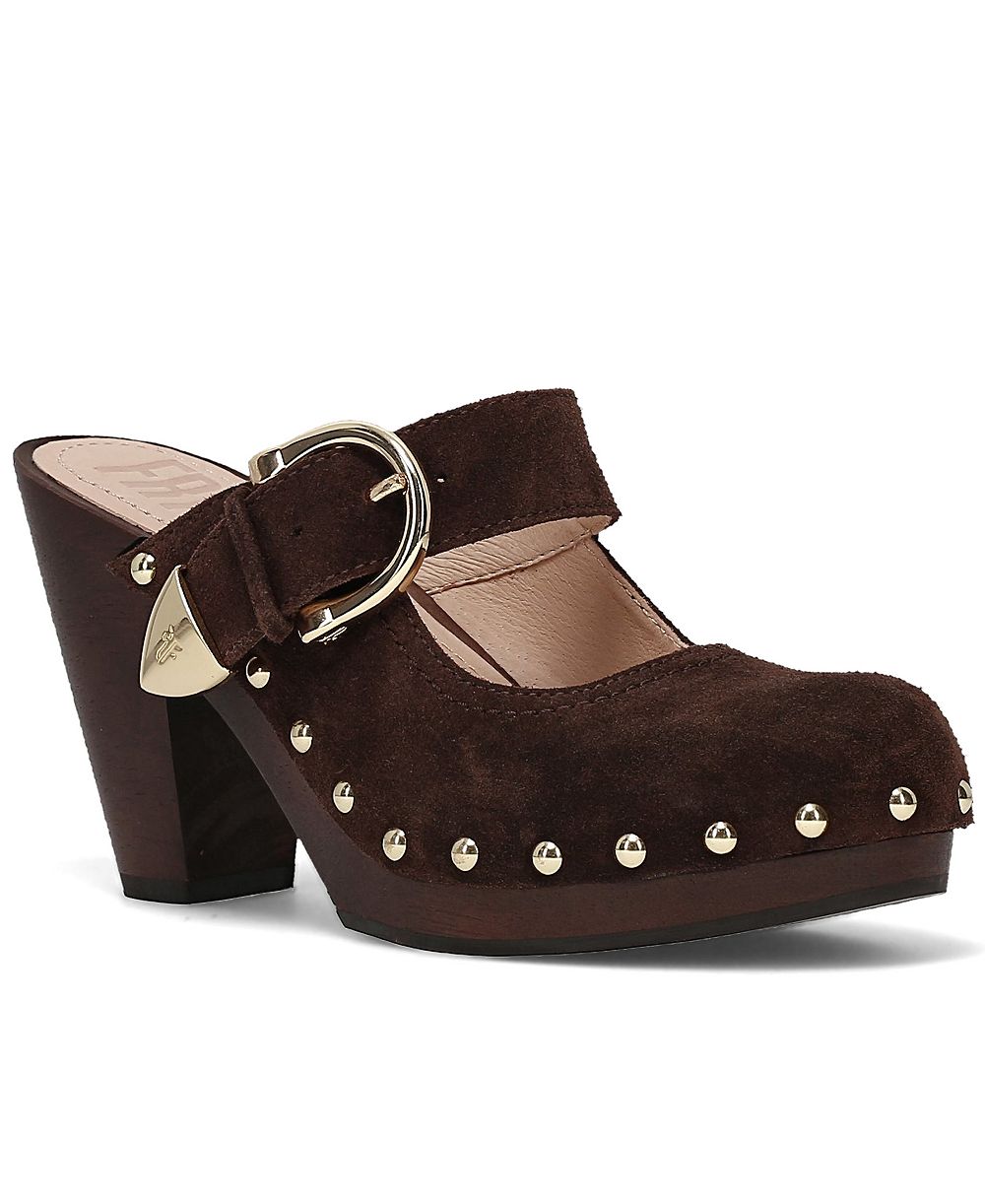Frye Women's Cindy Buckle Heeled Clogs