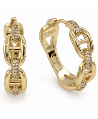 And Now This Cubic Zirconia Gold-Tone Plated Link Hoop Earrings