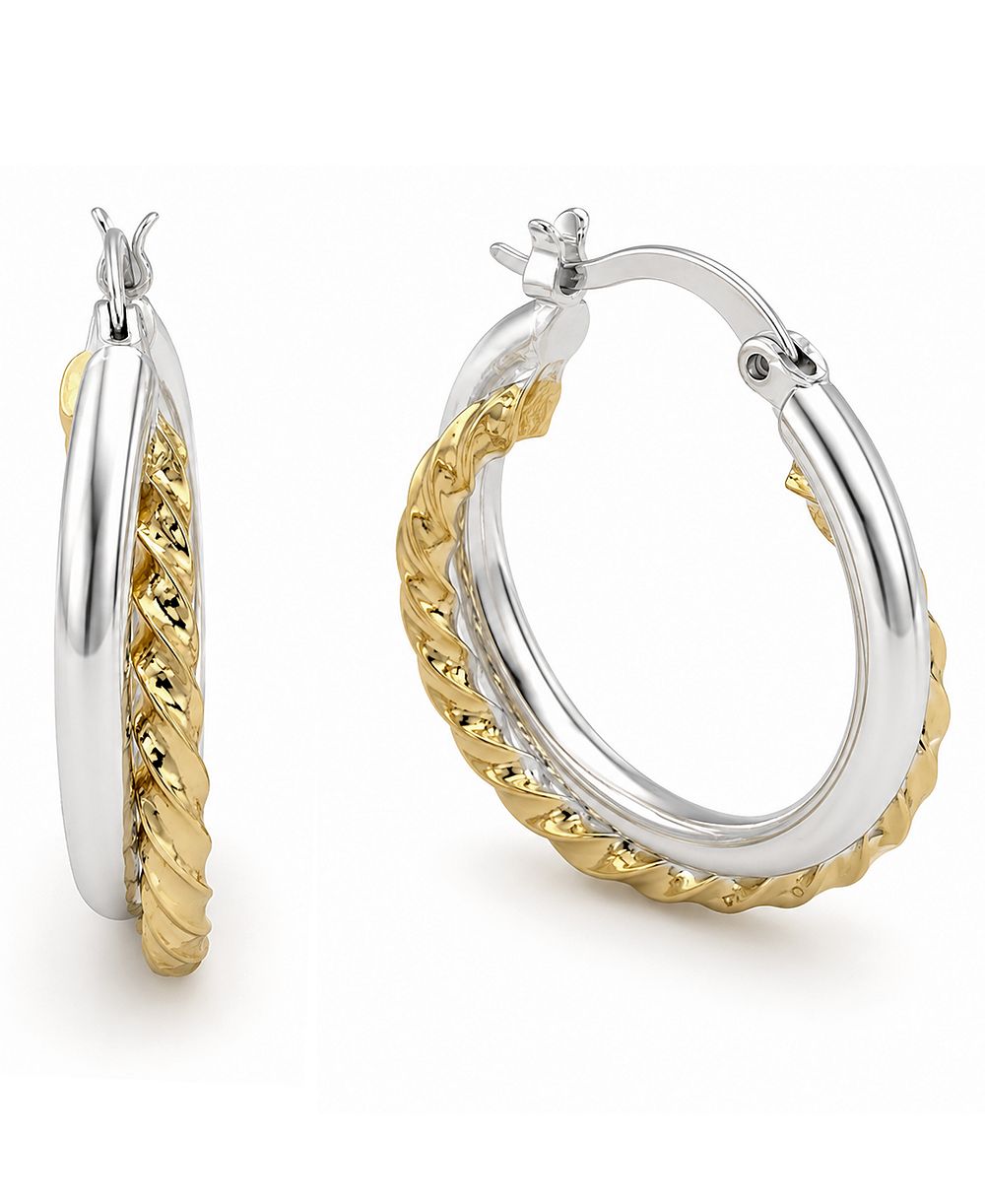 Серьги-кольца And Now This Fine Silver Mixed Metal-Plated Twist