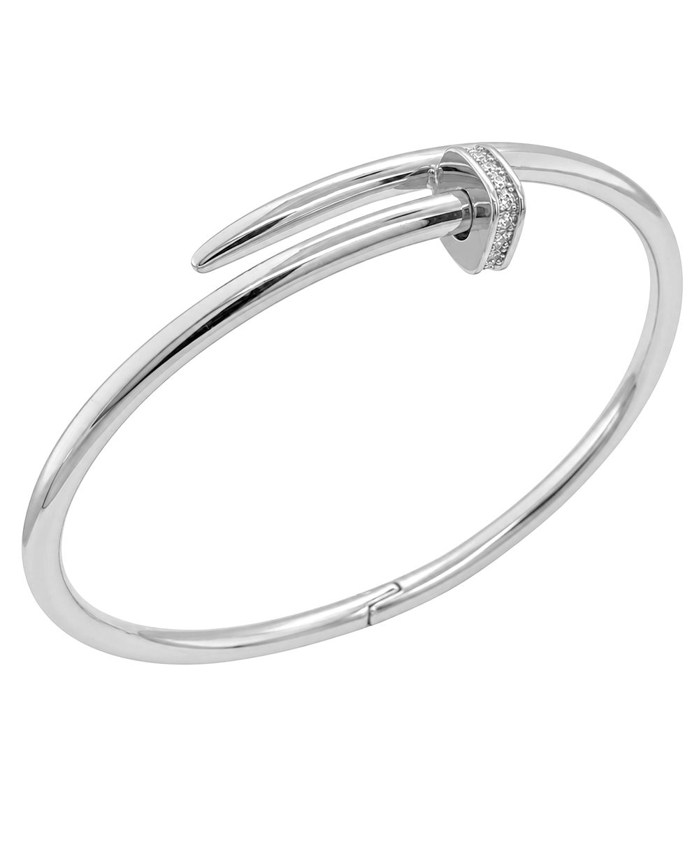 And Now This Cubic Zirconia Nail Head Coil Bangle Bracelet