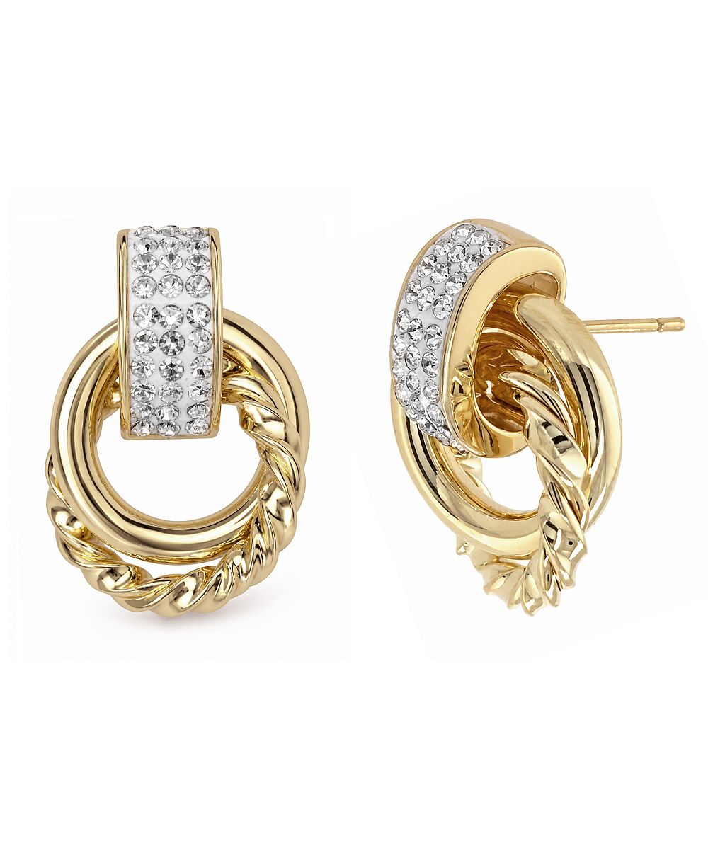 Серьги And Now This Crystal Gold-Tone Plated Drop Post