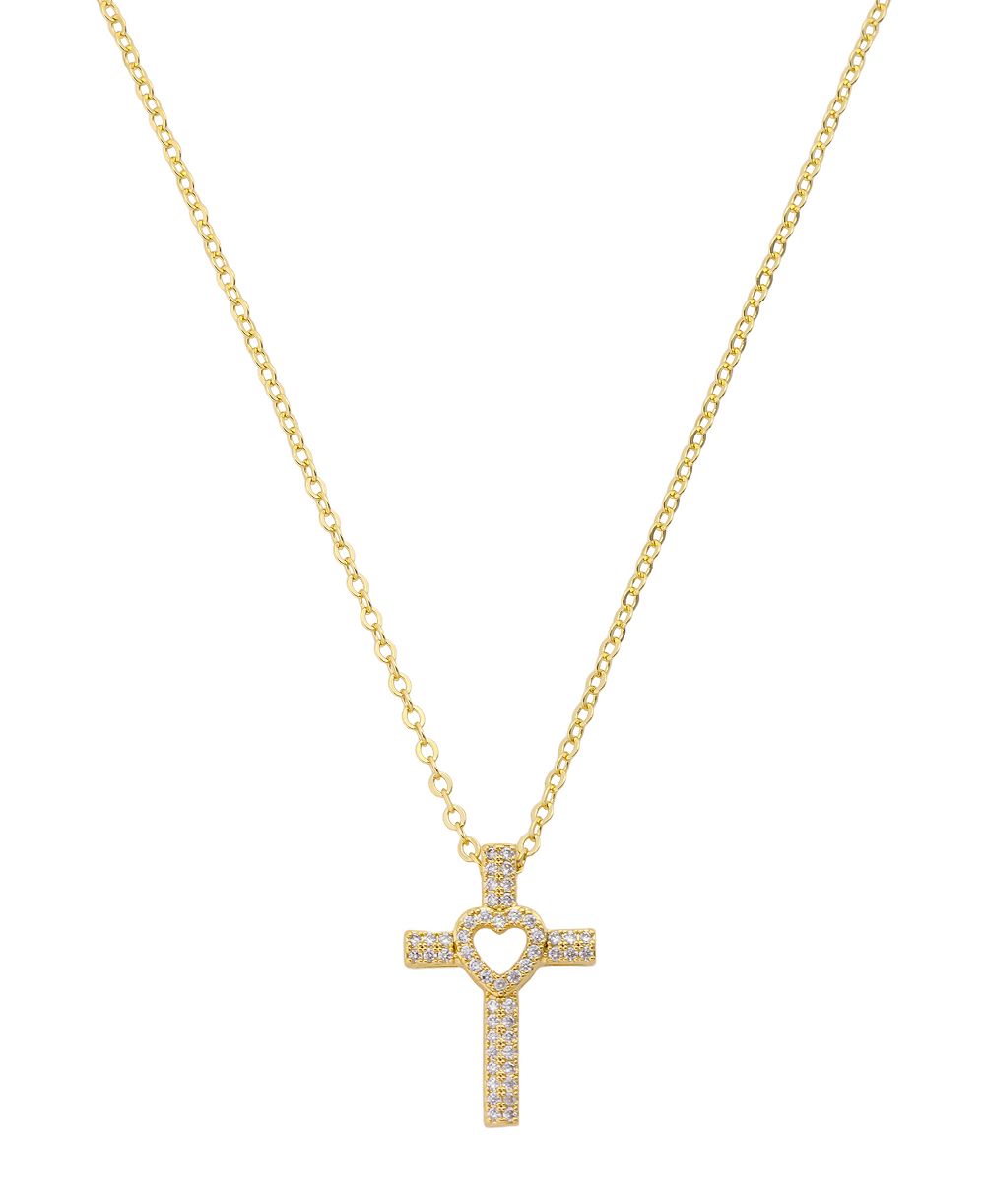 Подвеска Unwritten Cubic Zirconia Gold-Plated Heart Cross