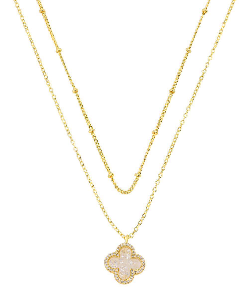 Набор многослойных колье Unwritten Cubic Zirconia Gold-Plated Clover с кристаллами