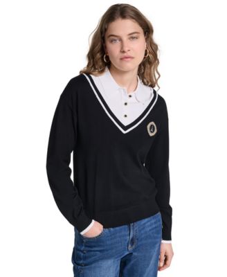 Женский джемпер KARL LAGERFELD PARIS Petite Twofer Collared