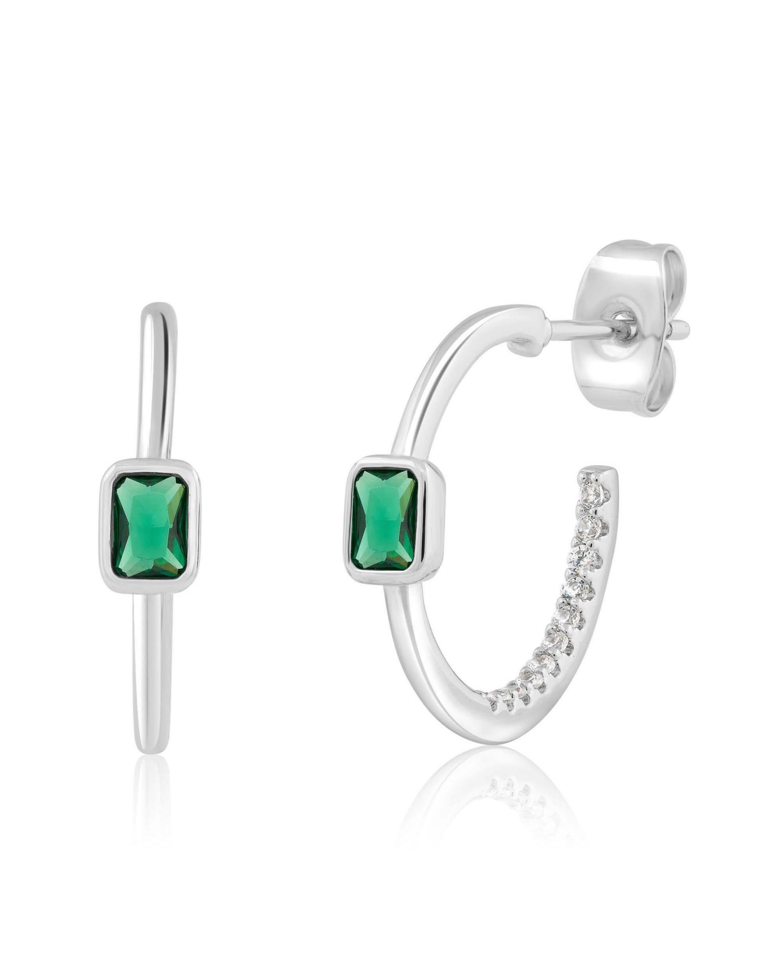 Серьги-кольца Simona Modern Bezel-Set Birthstone CZ Half Hoops