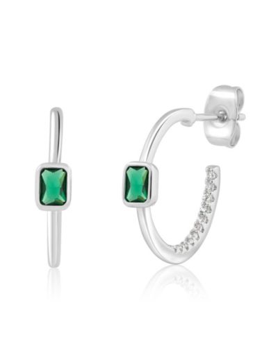 Simona Modern Bezel-Set Birthstone CZ Half Hoops