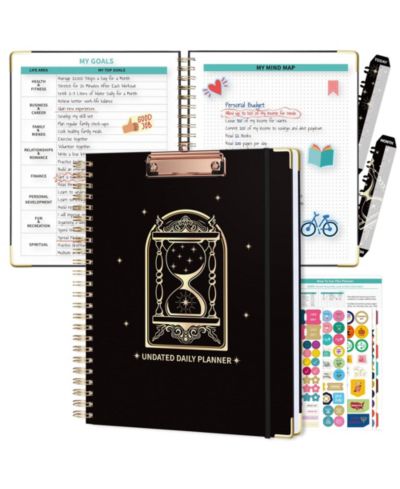 GNUADZ ежедневник Spiral Planner Undated Daily Weekly Monthly Hourly Hardcover