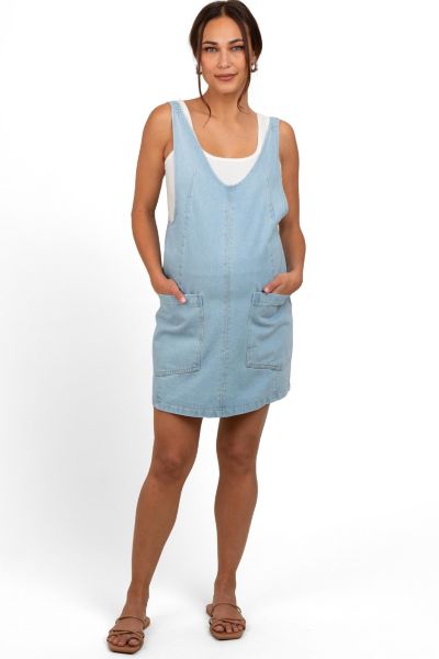 Pinkblush Women's Denim Side Pocket Overall Dress