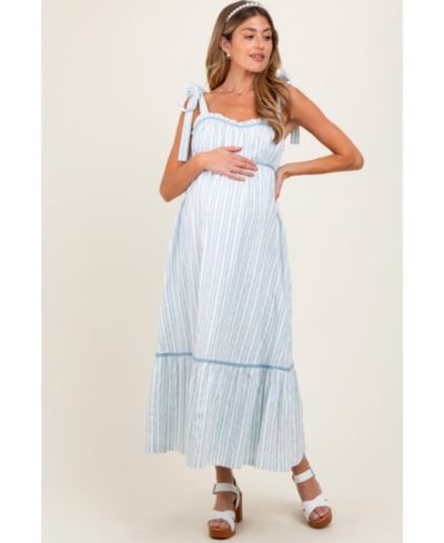 Pinkblush Women's Ivory Striped Bow-Tie Maxi Dress