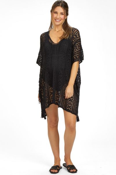 Женская пляжная накидка Pinkblush Women's Black Crochet Knit Swim Cover Up