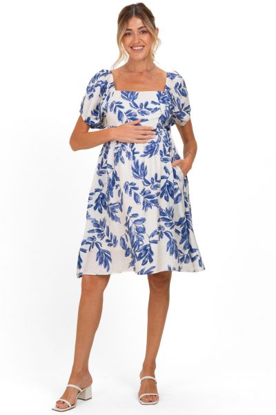 Женское платье Pinkblush Blue Floral Puff Sleeve Dress