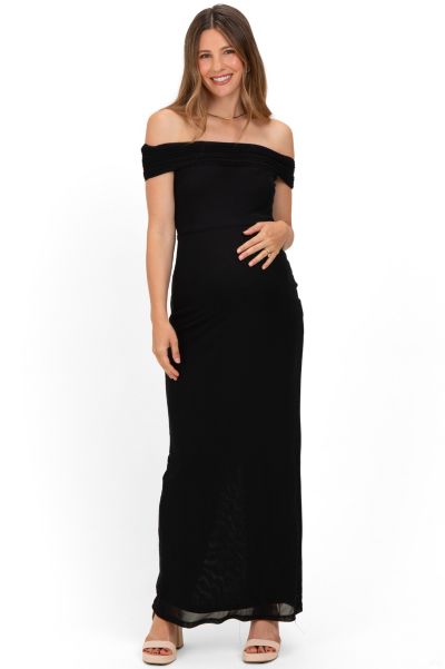 Макси-платье Pinkblush Women's Black Off Shoulder Mesh