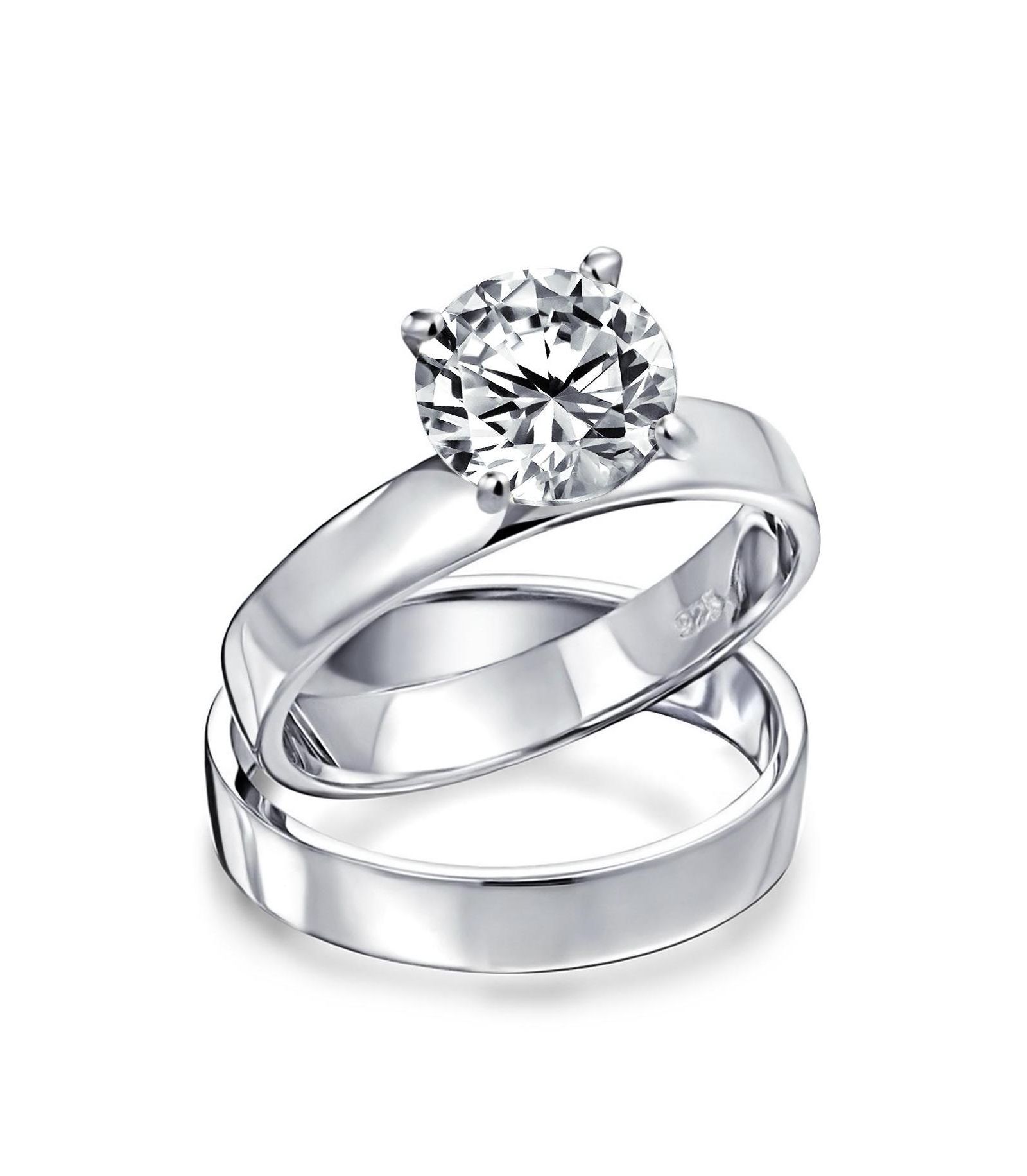 Комплект колец Bling Jewelry Cubic Zirconia Solitaire