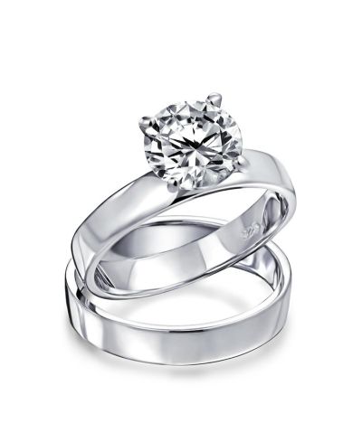 Комплект колец Bling Jewelry Cubic Zirconia Solitaire