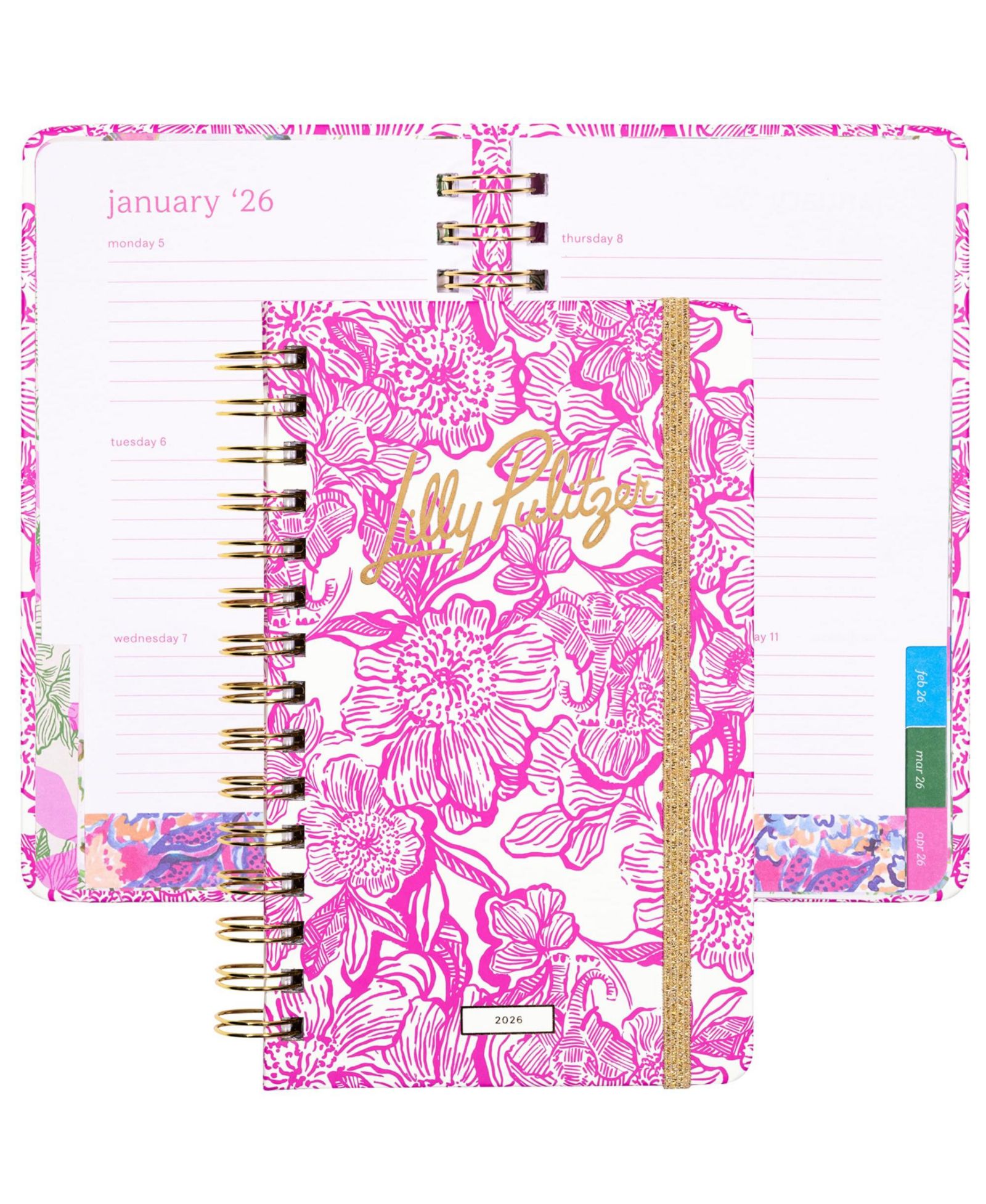 GNUADZ Lilly Pulitzer Monthly Planner 2026 Spiral Binding Stickers Pockets