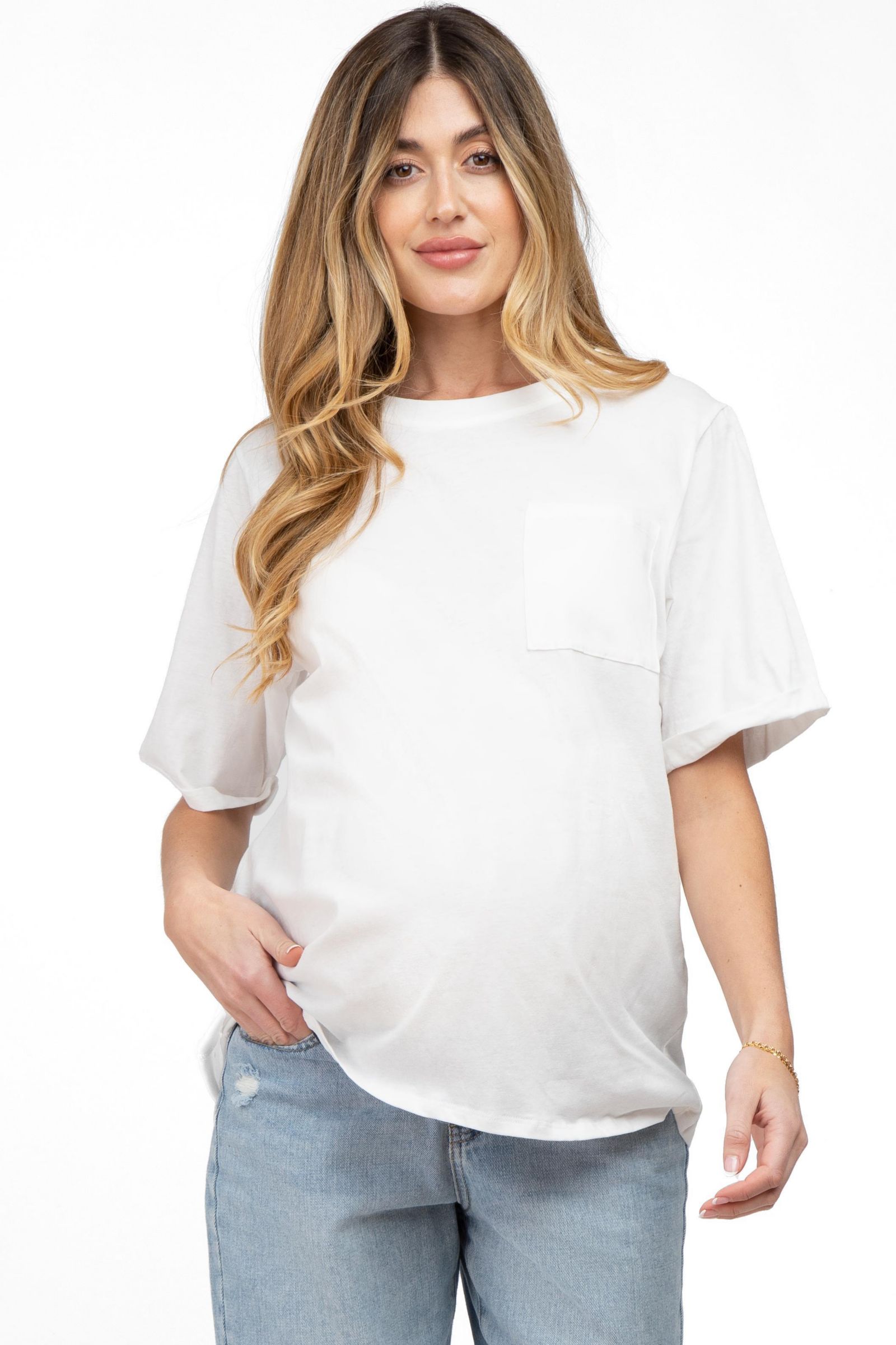Pinkblush Women's Mint Green Oversized Pocket Front Short Sleeve Top