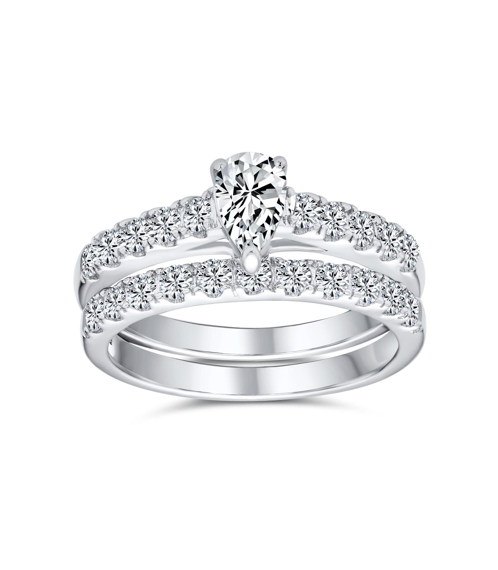 Коктейльное кольцо Bling Jewelry 1CT Pear Cubic Zirconia с паве из стерлингового серебра