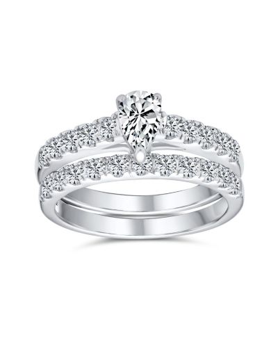 Коктейльное кольцо Bling Jewelry 1CT Pear Cubic Zirconia с паве из стерлингового серебра