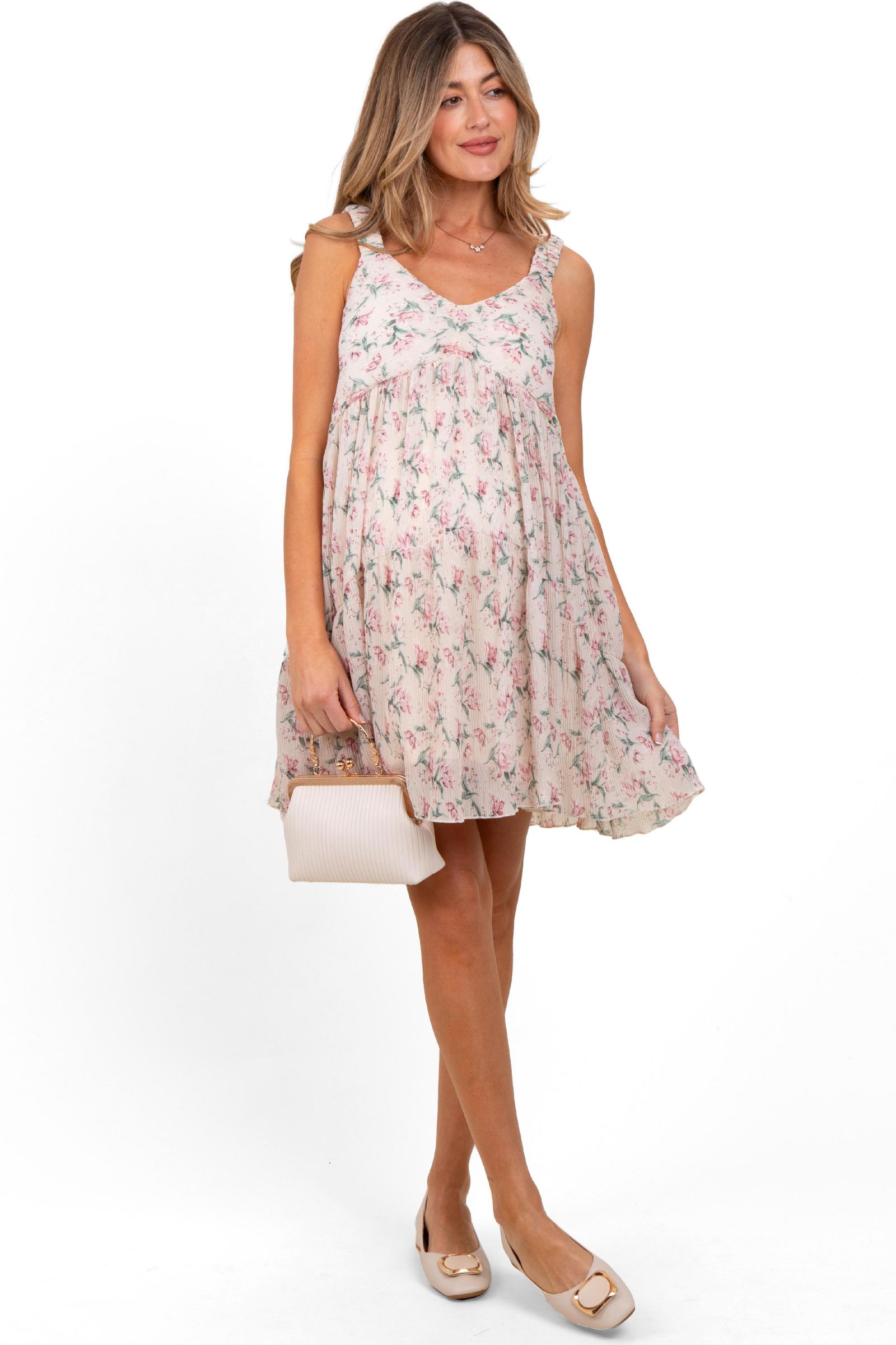 Женское мини-платье Pinkblush Women's Pink Floral Plisse Texture
