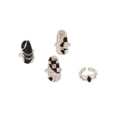 SOHI Women's The Corroded-Checks Nail Rings