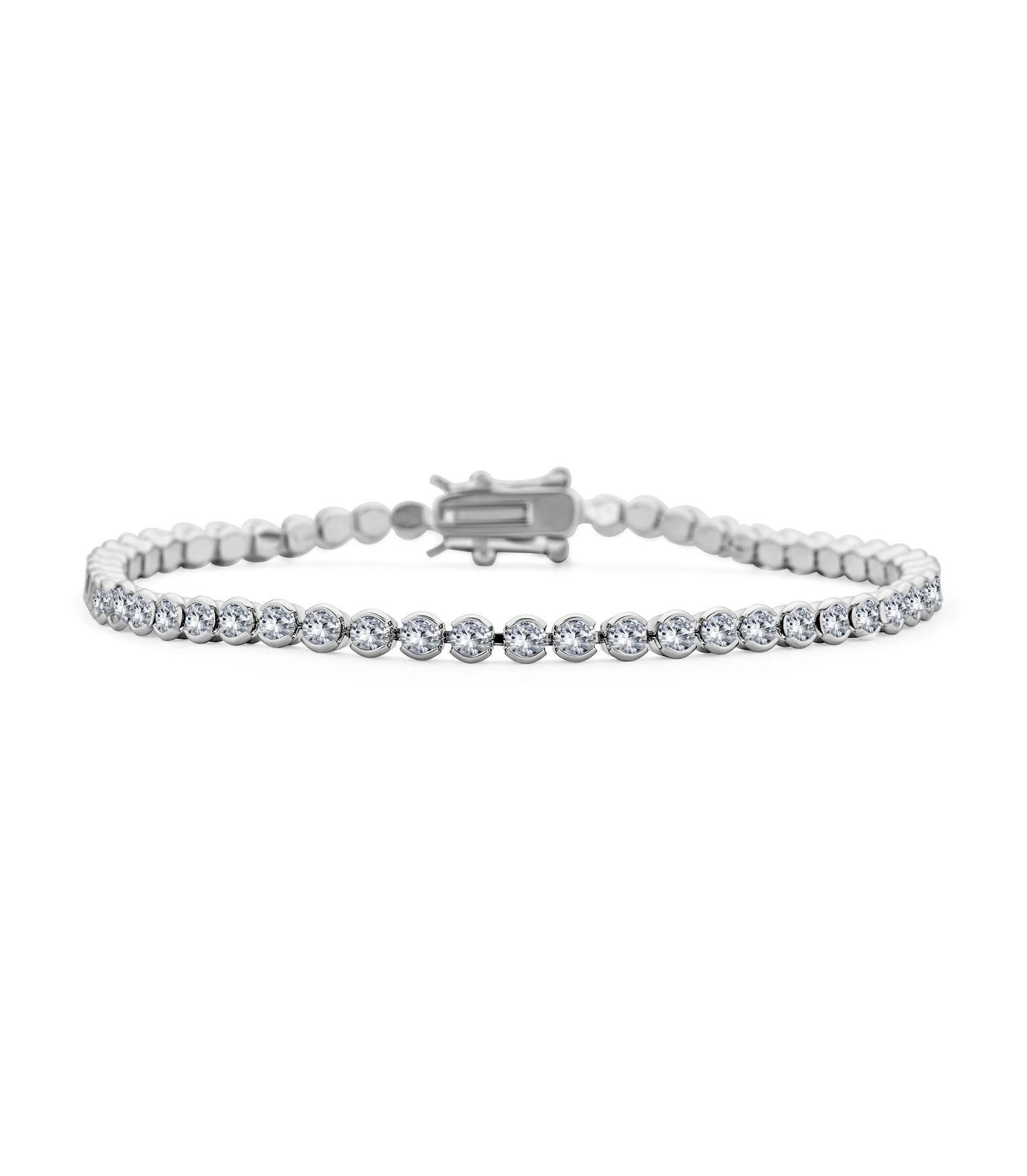 Браслет Bling Jewelry Cubic Zirconia Circlet Bubble CZ Bezel Set Slender Tennis Silver Plated 8 Inch