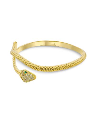 Bling Jewelry браслет-кафф в виде змеи с египетским зеленым глазом, регулируемый