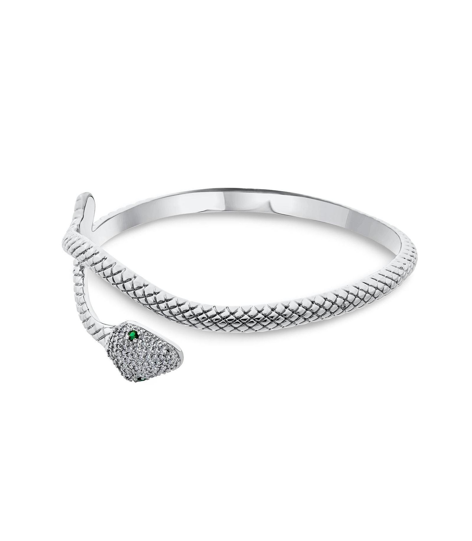 Bling Jewelry браслет-кафф в виде змеи с египетским зеленым глазом, регулируемый