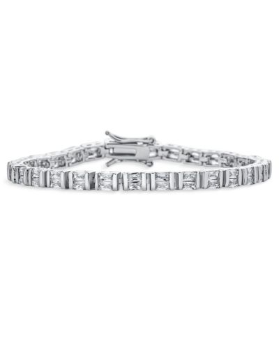 Браслет Bling Jewelry Fancy Alternating Bars and 20CTW Princess Cut Cubic Zirconia Tennis Silver Plated 7 Inch
