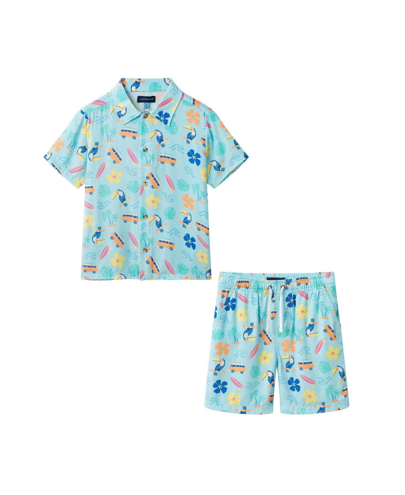 Andy & Evan Toddler Boys Beach Print Buttondown and Shorts Set