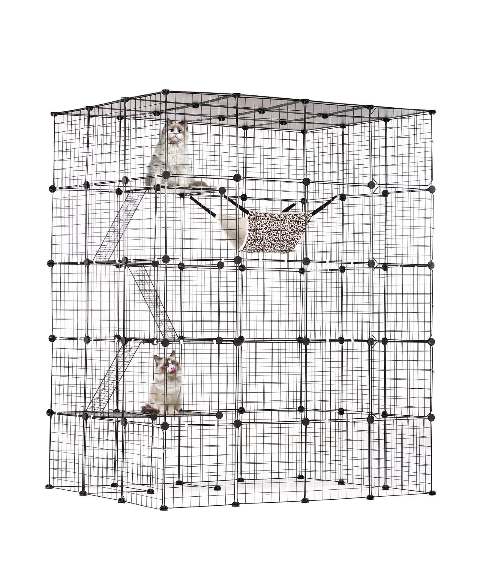 COZITO Cat Cage Large 4-Tier 54x41x69 in Metal Enclosure 5 Doors