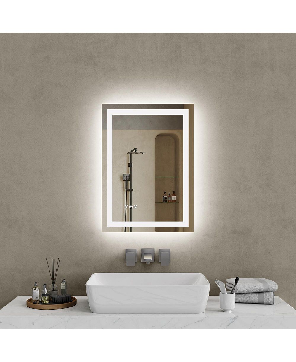 RAINSKEN LED зеркало для ванной 20"28", антизапотевающее с фронтальной и контурной подсветкой, с регулировкой яркости, ударопрочное