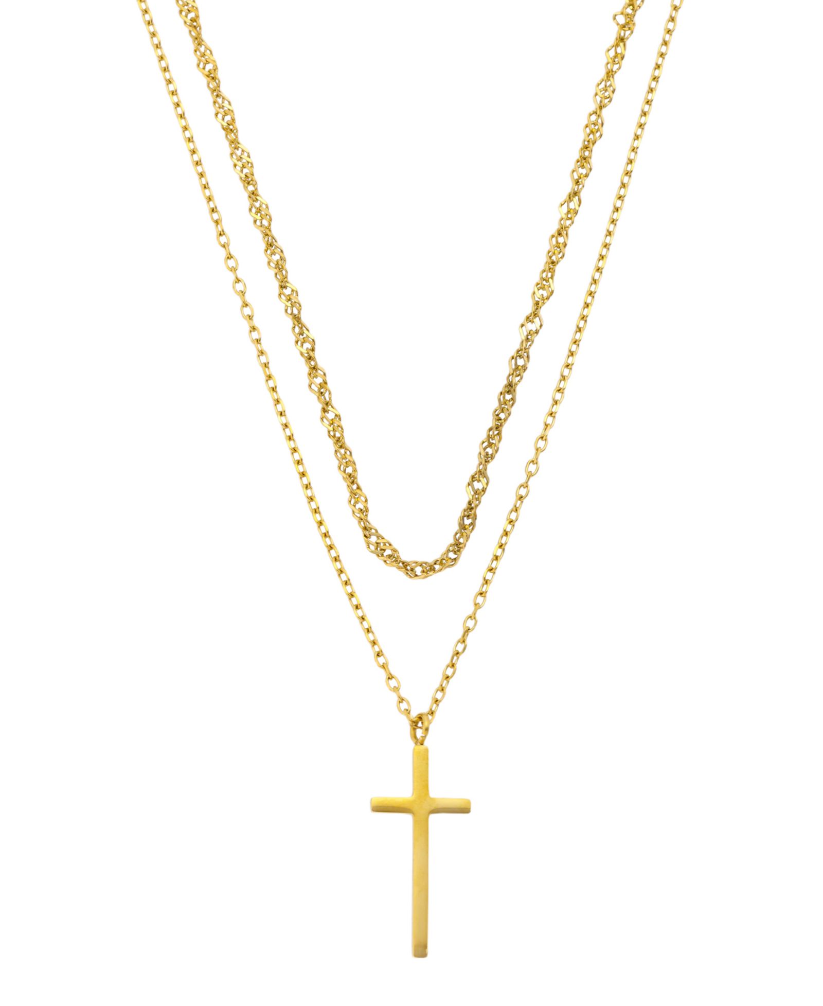Многослойное ожерелье Unwritten x Moda Sport Waterproof Cross Pendant Layered Chain