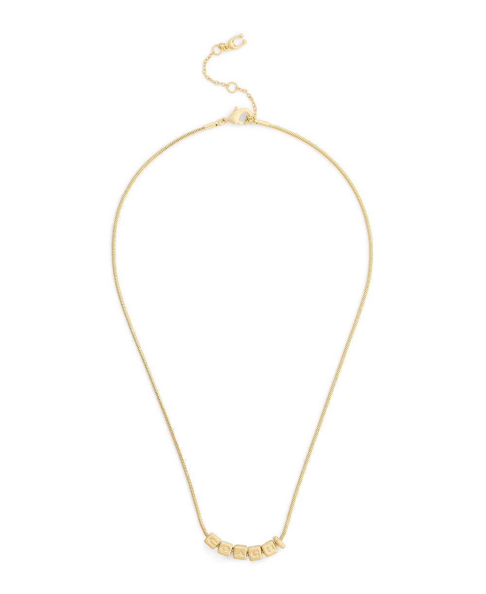 Золотая подвеска COACH Signature Cube Necklace