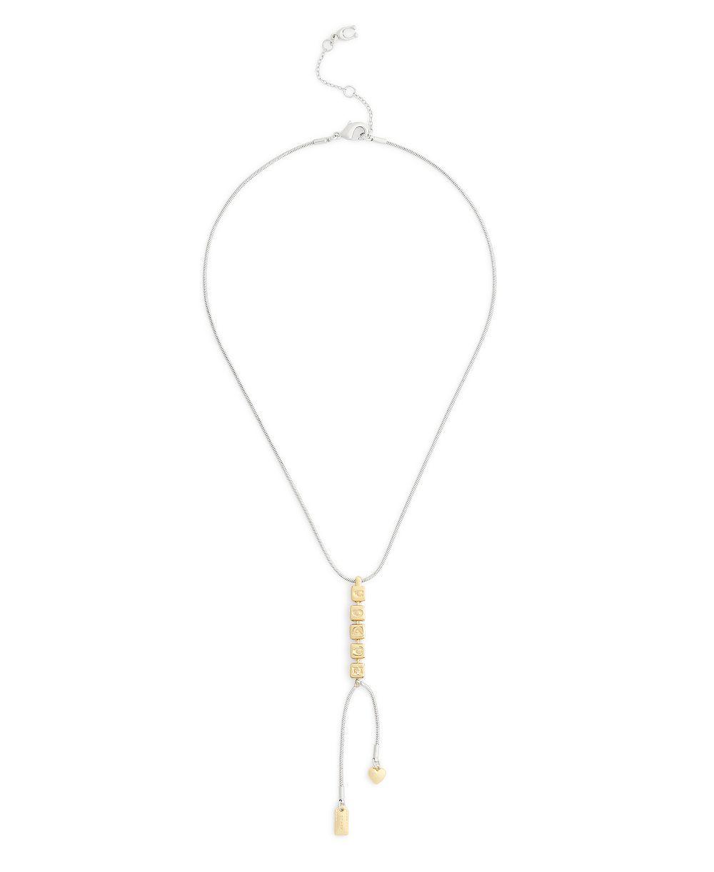 COACH Faux-Stone Signature COACH Cube Y Necklace