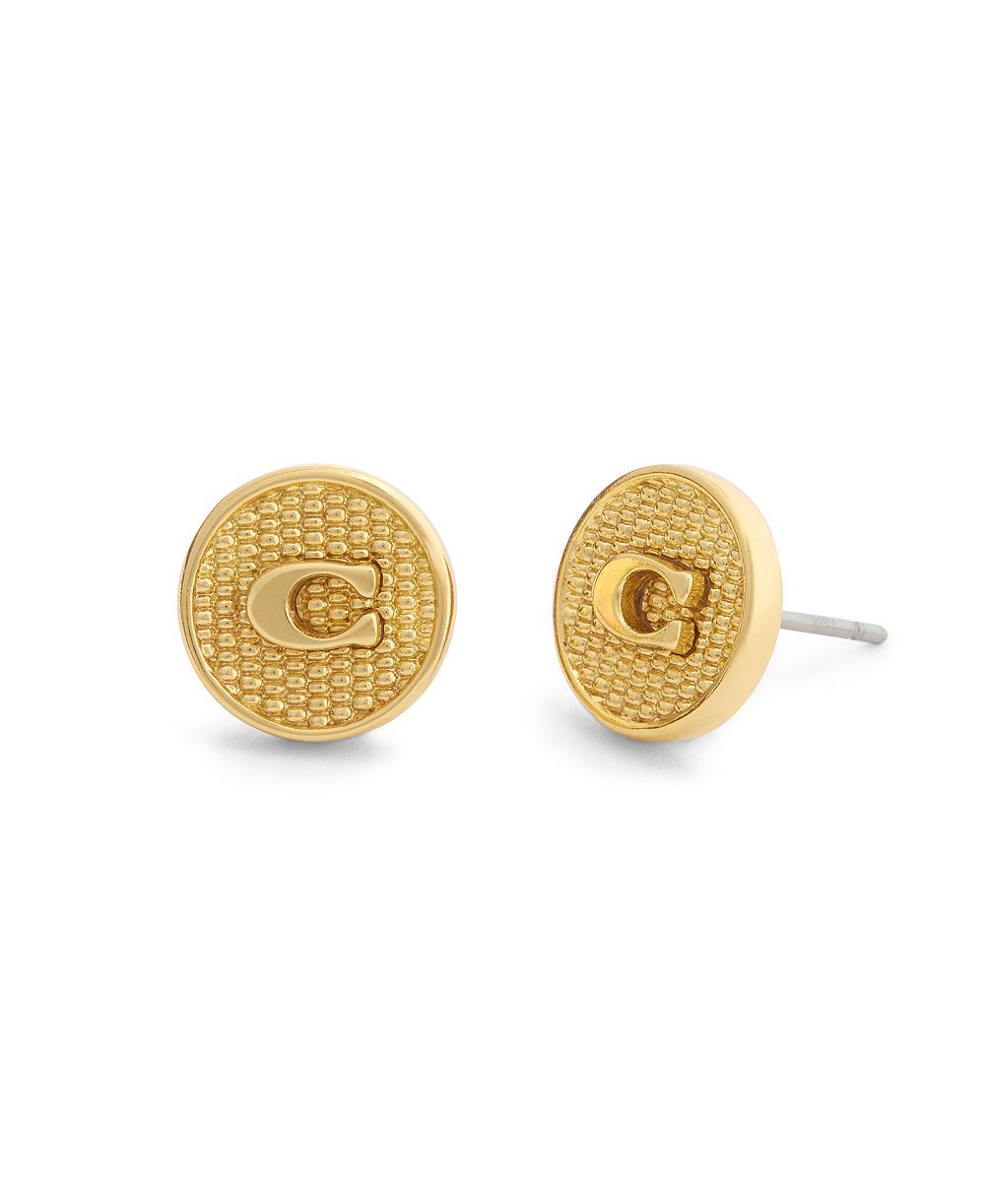 COACH серьги-гвоздики с текстурой Gold Signature C