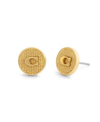 COACH серьги-гвоздики с текстурой Gold Signature C