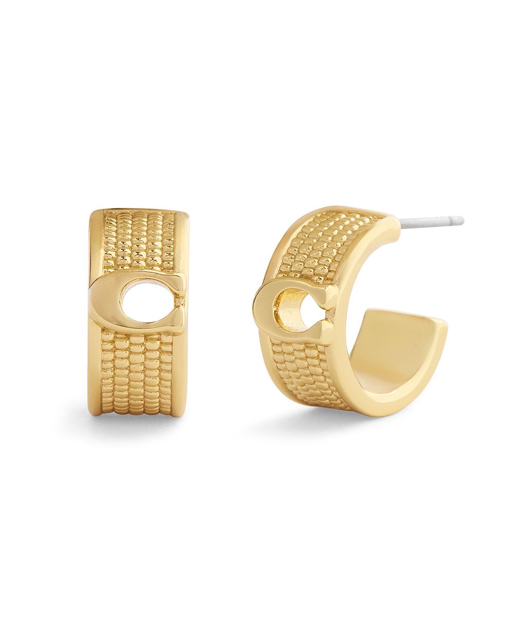 Серьги COACH Gold Signature C Textured Huggie