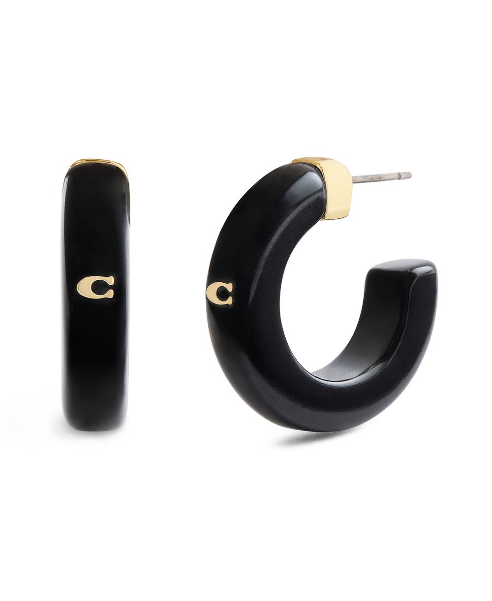 Серьги-кольца COACH Black Signature C Resin