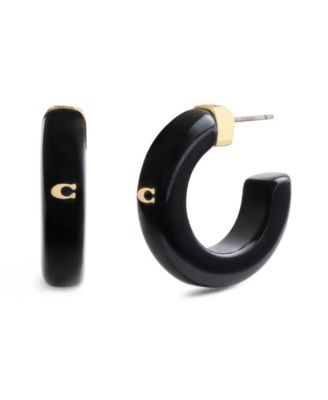 Серьги-кольца COACH Black Signature C Resin