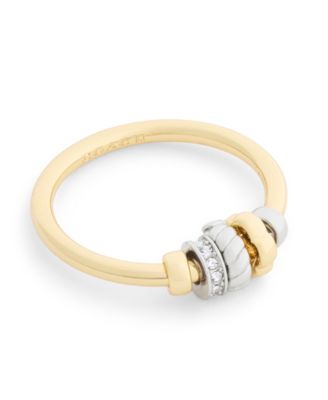 Кольцо COACH Signature Rondelle Charm с имитацией камня