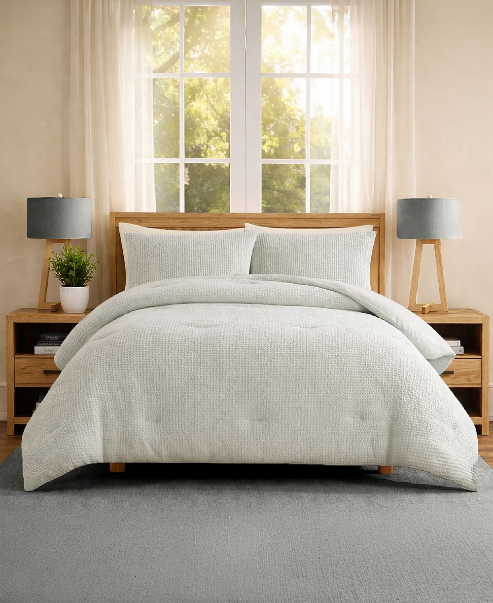 Комплект из 3 покрывал Laundry Stone Washed Cotton Waffle, Full/Queen