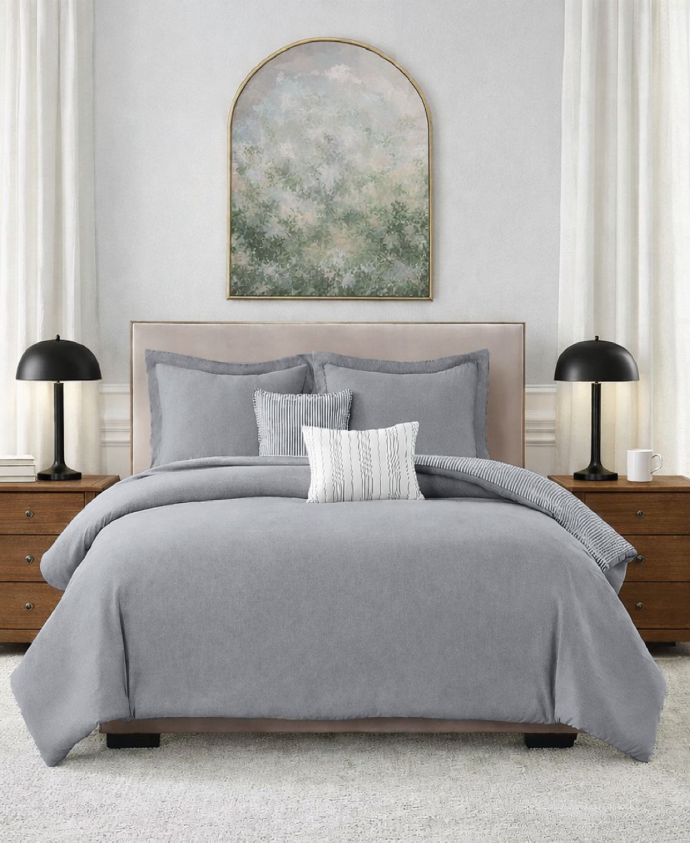 Laundry Chambray with Reverse Stripe 5-Piece Comforter Sets